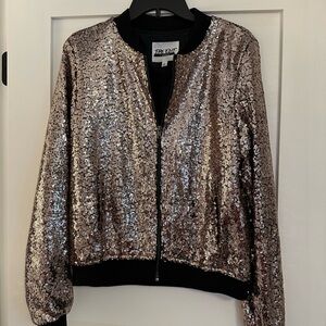 Sequin Bomber Jacket - Gold and Black